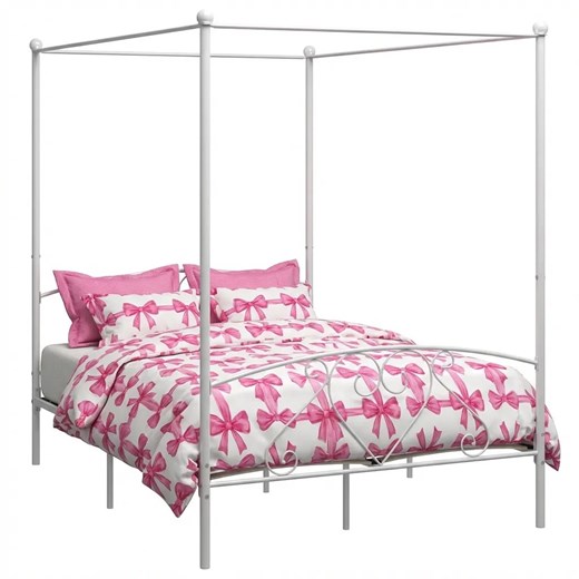 Białe metalowe łóżko w stylu rustykalnym 140x200 cm C1-H05 ze sklepu Edinos.pl w kategorii Łóżka i materace - zdjęcie 188426190