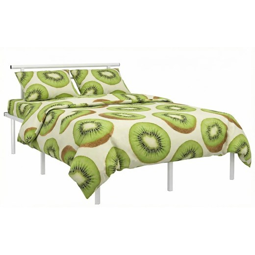 Białe metalowe łóżko małżeńskie 140x200 cm E8-H00 ze sklepu Edinos.pl w kategorii Łóżka i materace - zdjęcie 188426201