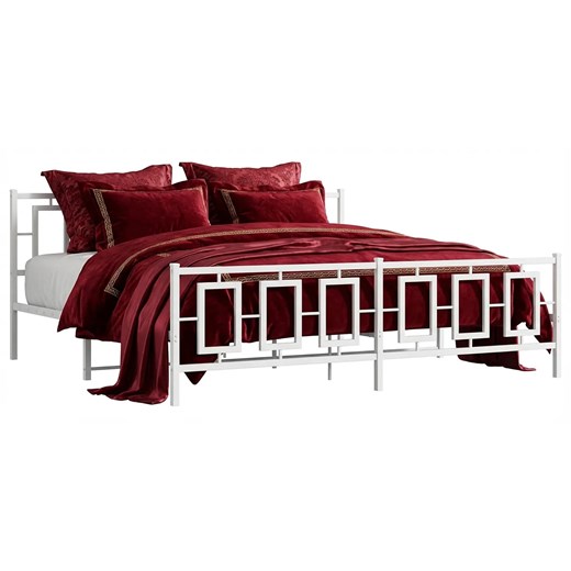 Białe metalowe łóżko małżeńskie 180x200 cm B9-T48 ze sklepu Edinos.pl w kategorii Łóżka i materace - zdjęcie 188426210