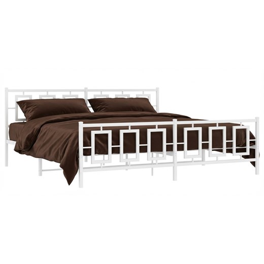 Białe metalowe loftowe łóżko małżeńskie 200x200 cm S0-D01 ze sklepu Edinos.pl w kategorii Łóżka i materace - zdjęcie 188426211