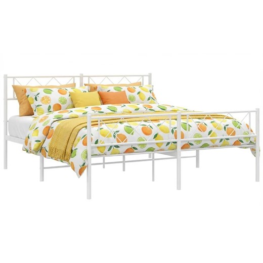 Białe metalowe łózko małżeńskie 160x200 cm - Raffa ze sklepu Edinos.pl w kategorii Łóżka i materace - zdjęcie 188426213