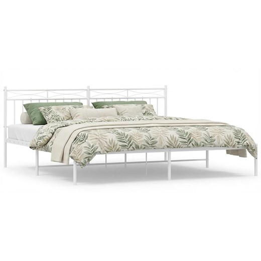 Białe metalowe łóżko małżeńskie 160x200 cm K2-C00 ze sklepu Edinos.pl w kategorii Łóżka i materace - zdjęcie 188426223