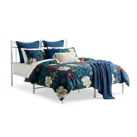 Białe metalowe łóżko małżeńskie 180x200 cm - Tolimea ze sklepu Edinos.pl w kategorii Łóżka i materace - zdjęcie 188426224