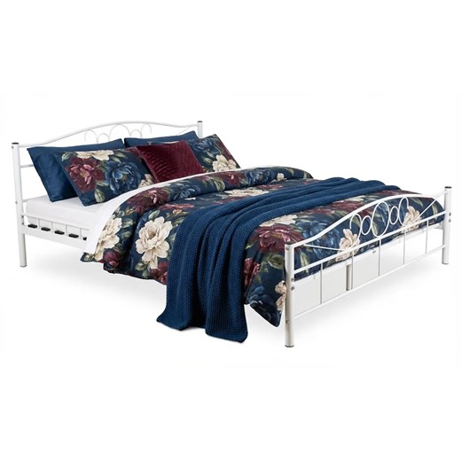 Białe małżeńskie łóżko metalowe 160x200 D8-F81 ze sklepu Edinos.pl w kategorii Łóżka i materace - zdjęcie 188426230