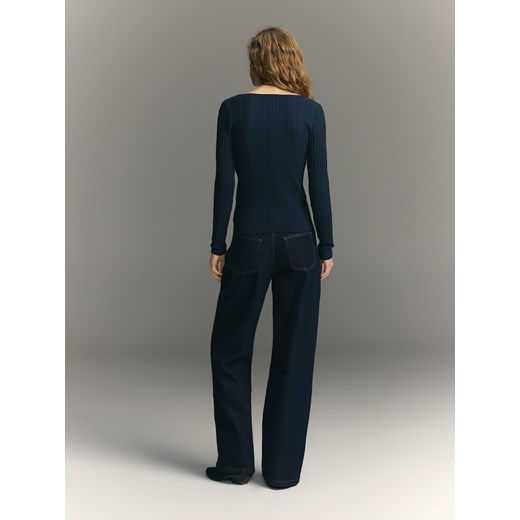 Reserved - Longsleeve z modalem - granatowy Reserved XL Reserved