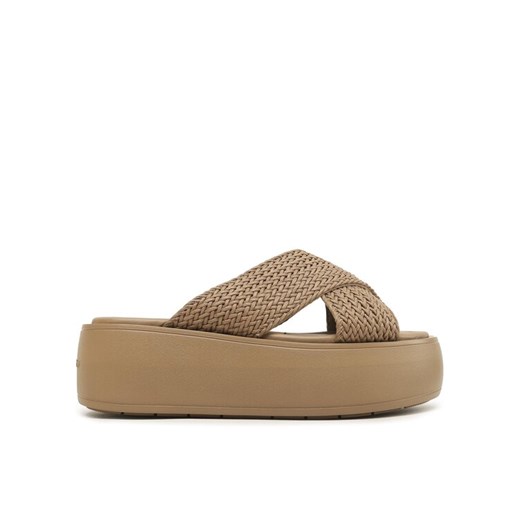 Calvin Klein Klapki Bubble Slide-Woven HW0HW01468 Brązowy ze sklepu MODIVO w kategorii Klapki damskie - zdjęcie 188432010