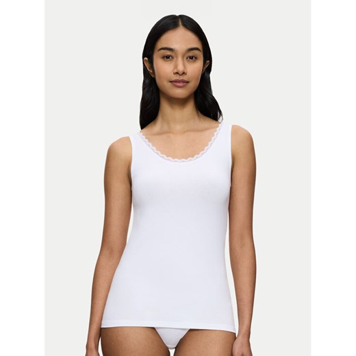 Triumph Top Feel Of Cotton 10224975 Biały Slim Fit ze sklepu MODIVO w kategorii Bluzki damskie - zdjęcie 188435172