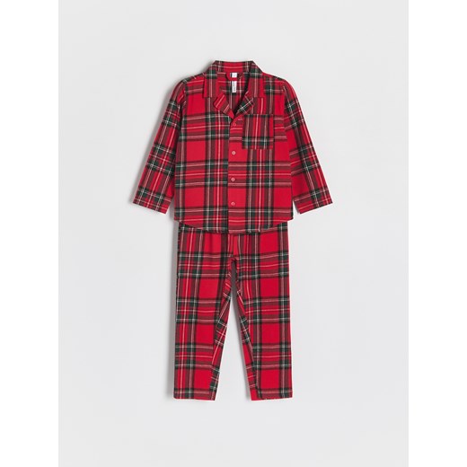 Reserved - Świąteczna flanelowa piżama w kratę - czerwony ze sklepu Reserved w kategorii Piżamy dziecięce - zdjęcie 188436531