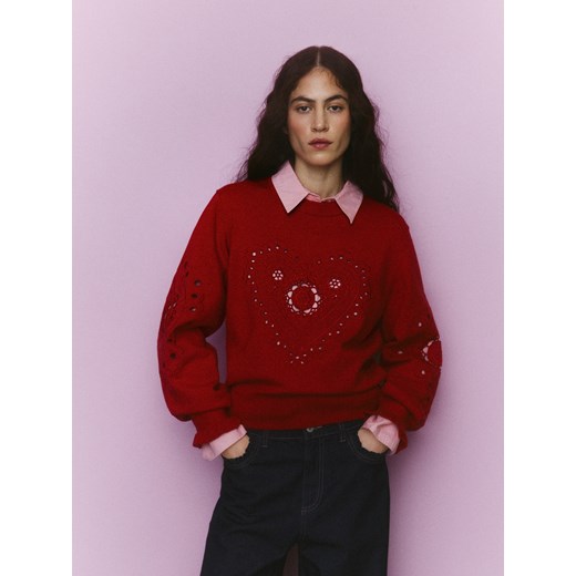 Reserved - Kardigan z bufiastymi rękawami - czerwony Reserved M Reserved