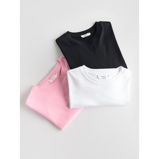 Reserved - T-shirt oversize z merceryzowanej bawełny - biały ze sklepu Reserved w kategorii Bluzki damskie - zdjęcie 188459463