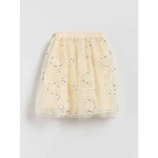 Reserved - Tiulowa spódnica z cekinami - kremowy ze sklepu Reserved w kategorii Spódnice dziewczęce - zdjęcie 188460272
