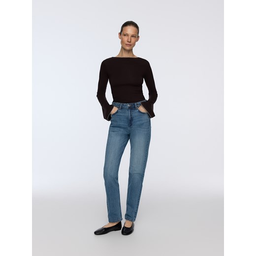 Reserved - Longsleeve z modalem - ciemnobrązowy ze sklepu Reserved w kategorii Bluzki damskie - zdjęcie 188460654