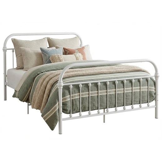 Białe loftowe łózko metalowe 140x200 cm T4-T92 ze sklepu Edinos.pl w kategorii Łóżka i materace - zdjęcie 188473294