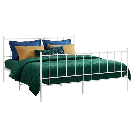 Białe metalowe łózko z zagłówkiem 180x200 cm N9-G38 ze sklepu Edinos.pl w kategorii Łóżka i materace - zdjęcie 188473302