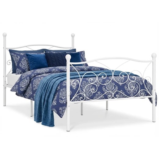 Białe metalowe łóżko z zagłówkiem 100x200 cm E9-E96 ze sklepu Edinos.pl w kategorii Łóżka i materace - zdjęcie 188473310