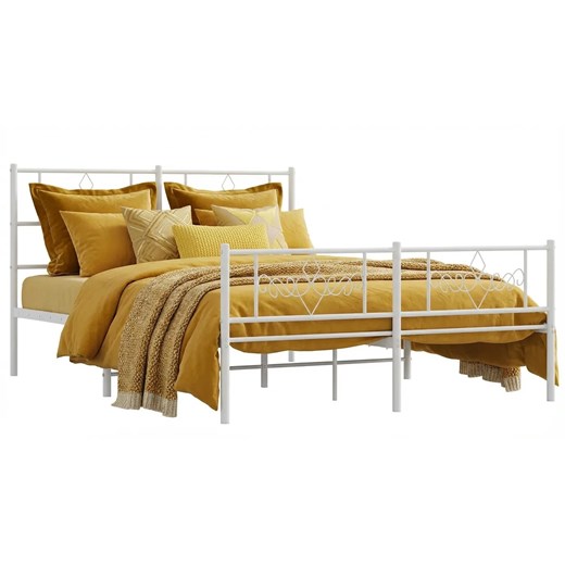 Białe metalowe łóżko małżeńskie 160x200 cm - Radina ze sklepu Edinos.pl w kategorii Łóżka i materace - zdjęcie 188473322