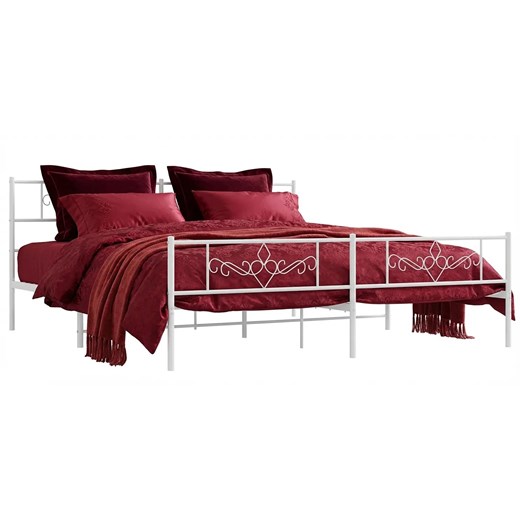 Białe metalowe łóżko małżeńskie 180x200 cm - Radina ze sklepu Edinos.pl w kategorii Łóżka i materace - zdjęcie 188473323