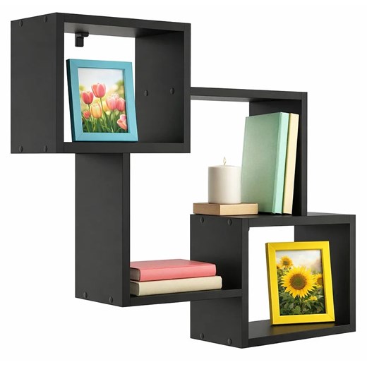 Czarna nowoczesna półka na ścianę T6-N81 ze sklepu Edinos.pl w kategorii Półki - zdjęcie 188478314