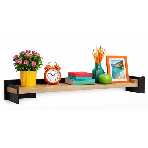 Wisząca półka nad biurko w stylu loft czarny + dąb sonoma N2-F51 ze sklepu Edinos.pl w kategorii Półki - zdjęcie 188478320