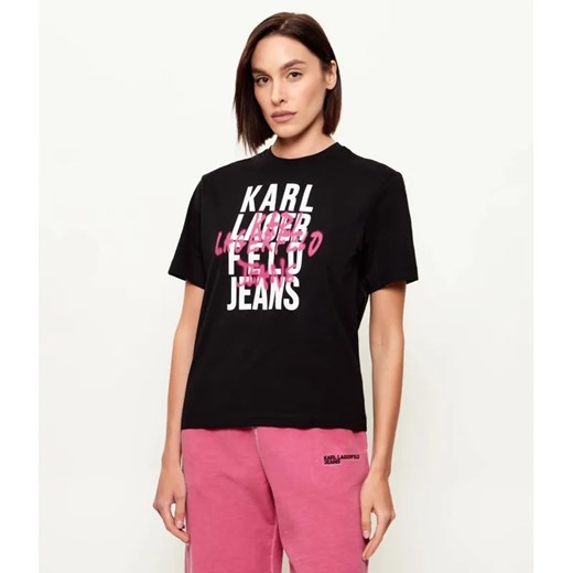 Karl Lagerfeld Jeans T-shirt Graffiti Logo | Regular Fit ze sklepu Gomez Fashion Store w kategorii Bluzki damskie - zdjęcie 188479061