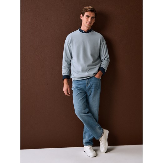 Sinsay - Bluza crewneck basic - niebieski Sinsay XL Sinsay