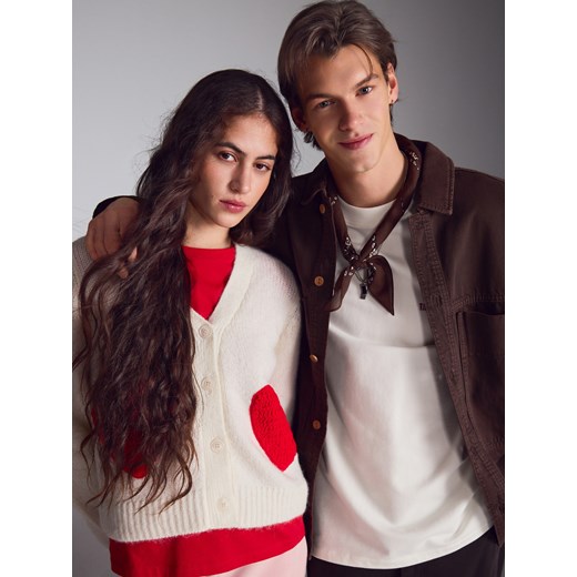 Reserved - Kardigan z haftem - kremowy ze sklepu Reserved w kategorii Swetry damskie - zdjęcie 188502282