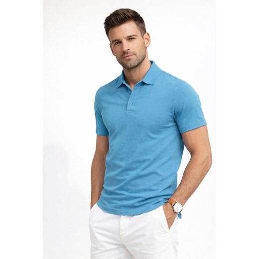 Koszulka polo męska turkusowa Recea ze sklepu Recea.pl w kategorii T-shirty męskie - zdjęcie 188512521