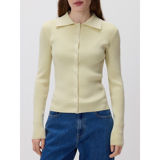 Reserved - Kardigan z kołnierzykiem - jasnozielony ze sklepu Reserved w kategorii Swetry damskie - zdjęcie 188536890