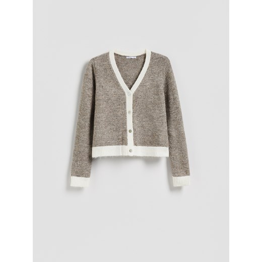 Reserved - Kardigan z kontrastowymi wstawkami - brązowy ze sklepu Reserved w kategorii Swetry damskie - zdjęcie 188538862