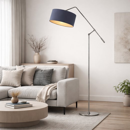 Designerska lampa stojąca do sypialni na długim wysięgniku LIBERIA GOLD z abażurem ze złotym wnętrzem ze sklepu Lysne w kategorii Lampy podłogowe - zdjęcie 188547411