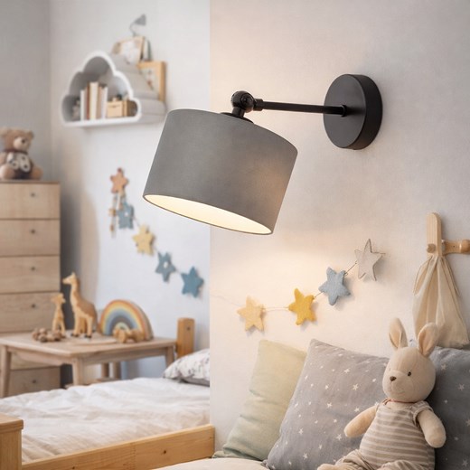 Kinkiet z ruchomym ramieniem TETE z szarym abażurem w stylu skandynawskim ze sklepu Lysne w kategorii Lampy ścienne - zdjęcie 188547543