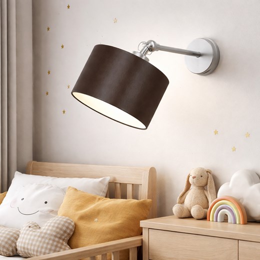 Srebrny kinkiet z regulowanym ramieniem TETE z brązowym abażurem ze sklepu Lysne w kategorii Lampy ścienne - zdjęcie 188547564