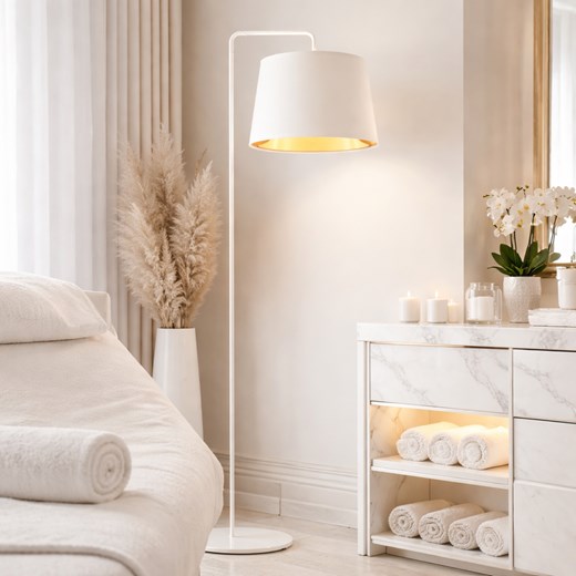 Lampa podłogowa biała glamour RIJAD GOLD ze sklepu Lysne w kategorii Lampy podłogowe - zdjęcie 188547574