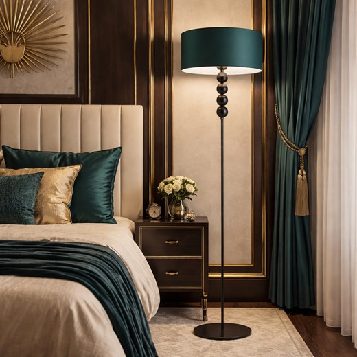 Oryginalna lampa podłogowa z ozdobnym stelażem czarne kule BERMUDY ze sklepu Lysne w kategorii Lampy podłogowe - zdjęcie 188547601