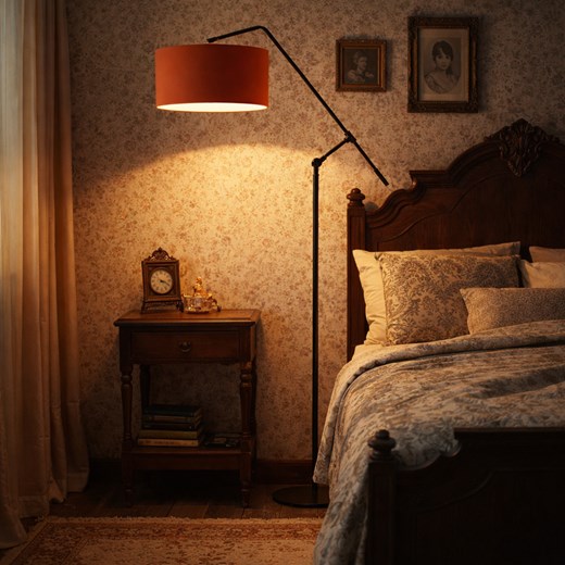 Czarna lampa podłogowa z regulowanym ramieniem do sypialni LIBERIA ze sklepu Lysne w kategorii Lampy podłogowe - zdjęcie 188547663