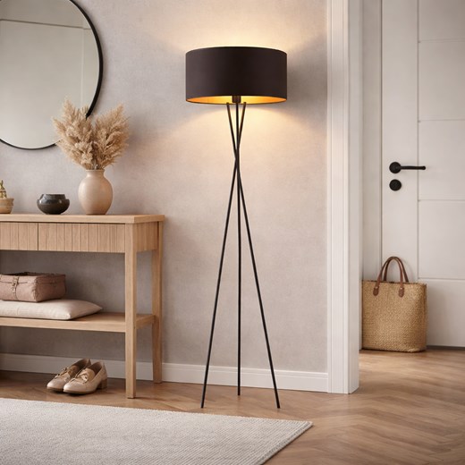Czarna lampa stojąca z abażurem PARYŻ GOLD ze sklepu Lysne w kategorii Lampy podłogowe - zdjęcie 188547684