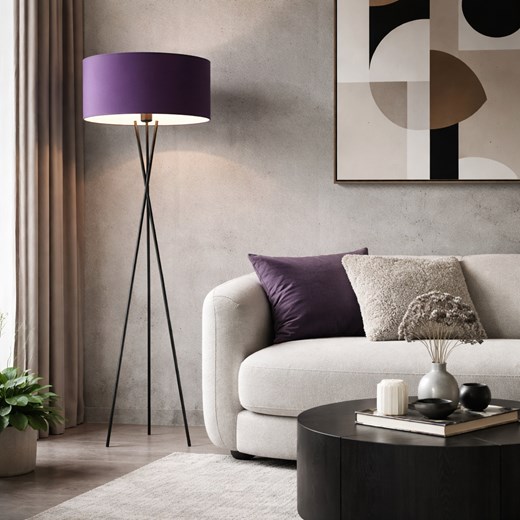 Lampa podłogowa na trzech nogach PARYŻ z fioletowym abażurem ze sklepu Lysne w kategorii Lampy podłogowe - zdjęcie 188547712