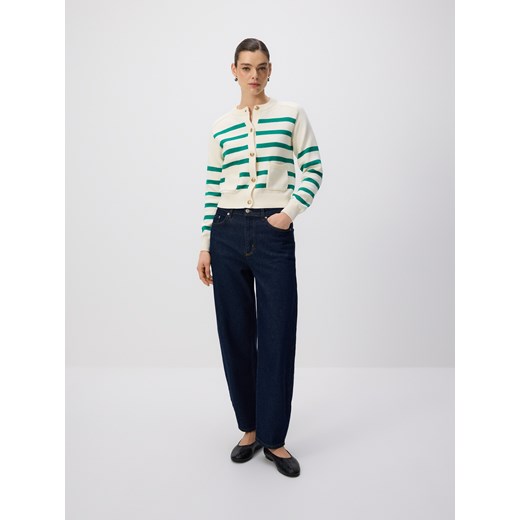 Reserved - Bawełniany kardigan w paski - zielony ze sklepu Reserved w kategorii Swetry damskie - zdjęcie 188633223