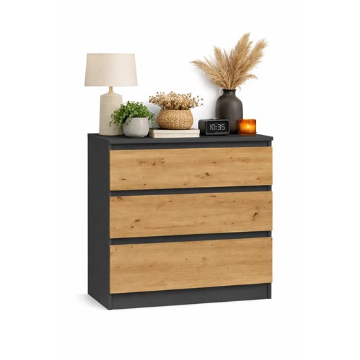Niska Komoda Loft Z Szufladami Antracyt + Dąb Artisan G1-G65 ze sklepu Edinos.pl w kategorii Komody - zdjęcie 188634292