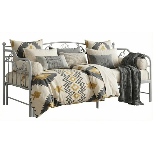 Szare rozkładane łóżko metalowe 90x200 cm N7-Z22 ze sklepu Edinos.pl w kategorii Łóżka i materace - zdjęcie 188634334