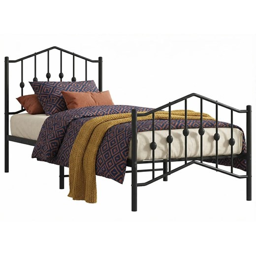 Czarne metalowe łóżko jednoosobowe 80x200 cm P0-F40 ze sklepu Edinos.pl w kategorii Łóżka i materace - zdjęcie 188634344