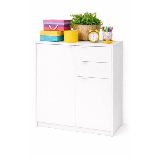 Biała komoda z 2 szufladami i drzwiczkami N9-W35 ze sklepu Edinos.pl w kategorii Komody - zdjęcie 188634370