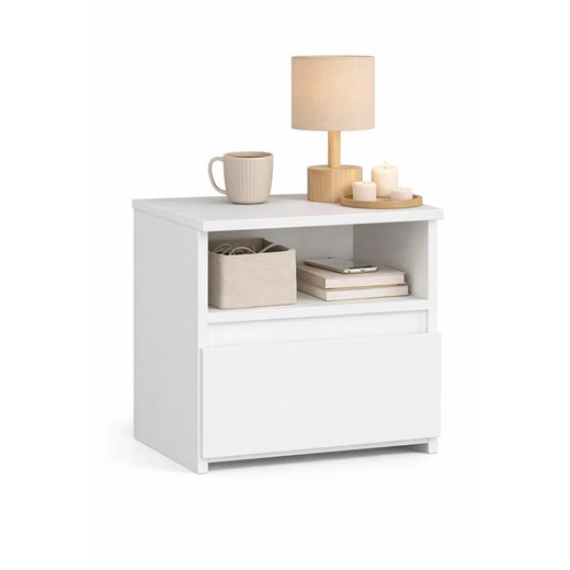 Klasyczna biała szafka nocna z szufladą S4-K70 ze sklepu Edinos.pl w kategorii Stoliki i szafki nocne - zdjęcie 188634372