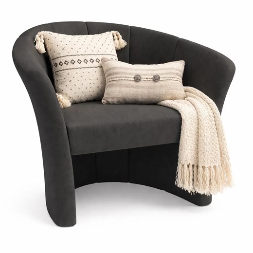 Grafitowy Elegancki Fotel Do Salonu F7-G85 ze sklepu Edinos.pl w kategorii Fotele - zdjęcie 188643504