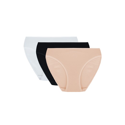 Vivisence 4002 3-pack Majtki figi, biały/czarny/beżowy ze sklepu kontri.pl w kategorii Majtki damskie - zdjęcie 188669493