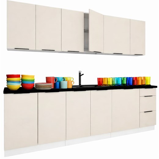 Zestaw mebli kuchennych beż piaskowy R8-F34 ze sklepu Edinos.pl w kategorii Zestawy mebli kuchennych - zdjęcie 188680172