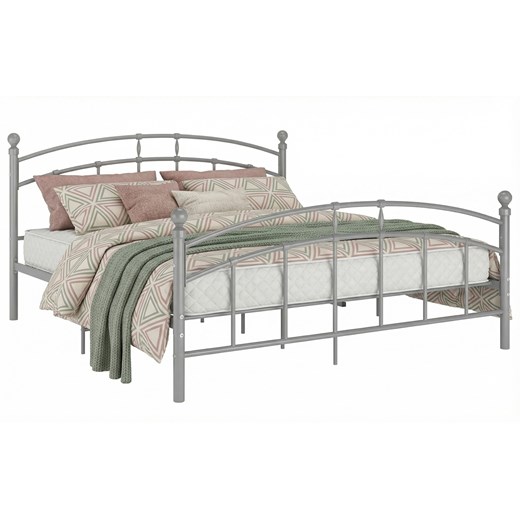 Szare metalowe łóżko w stylu vintage 200x200 cm R6-G49 ze sklepu Edinos.pl w kategorii Łóżka i materace - zdjęcie 188680182