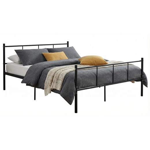 Czarne metalowe łóżko małżeńskie 180x200 cm P4-A58 ze sklepu Edinos.pl w kategorii Łóżka i materace - zdjęcie 188680200