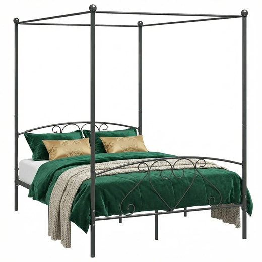 Czarne metalowe łóżko romantyczne 140x200 cm D1-B40 ze sklepu Edinos.pl w kategorii Łóżka i materace - zdjęcie 188680202