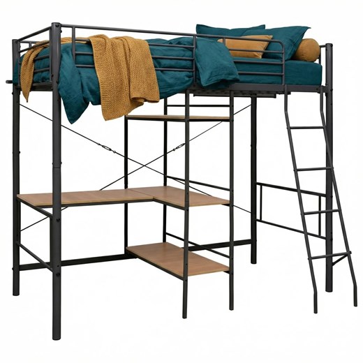 Szaro-brązowe łóżko piętrowe z biurkiem 90x200 cm - Morgan ze sklepu Edinos.pl w kategorii Łóżka i materace - zdjęcie 188680211